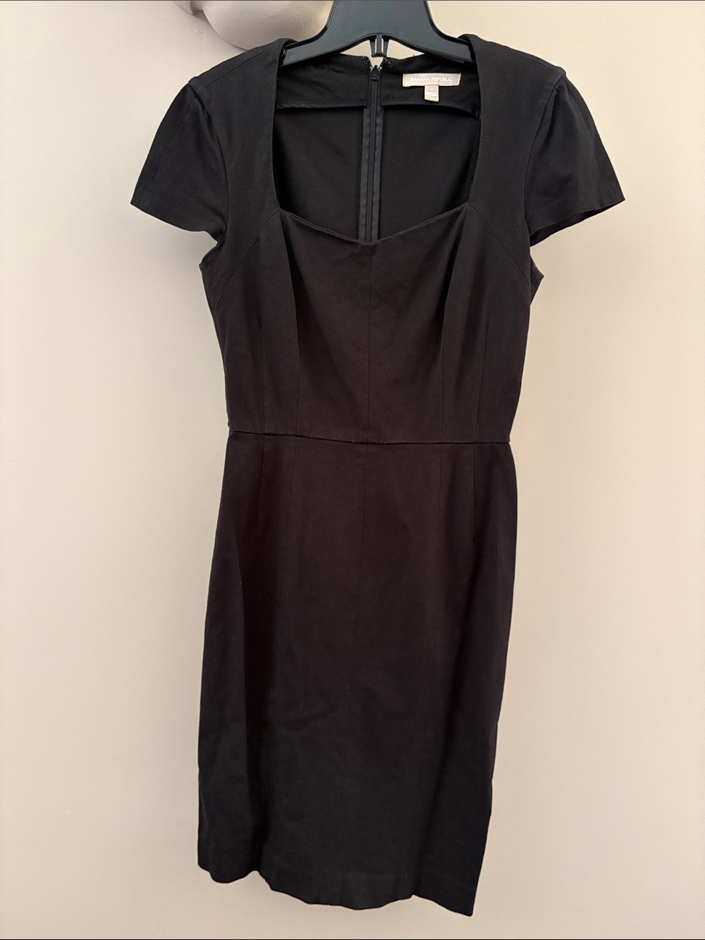 Banana Republic Black Short-Sleeve Square Neck Mini Dress